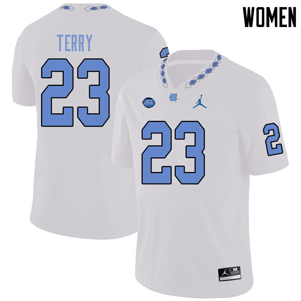 Jordan Brand Women #23 Javon Terry North Carolina Tar Heels College Football Jerseys Sale-White